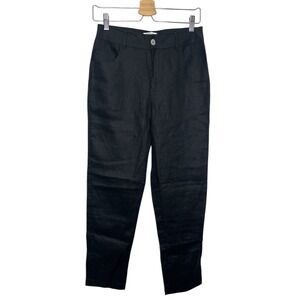 Beatriz Camacho Black Linen Pants US size 8 Straight Leg 29" Inseam Luxury Beach